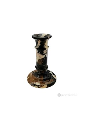 Candle holder, in Nero Michelangelo marble, handmade, with a unique and sophisticated design.