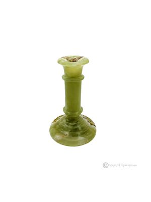 Green Onyx Marble Candle Holder, handmade in Italy, with exclusive natural stone design.