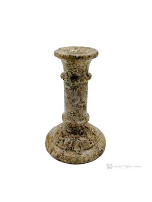 Pietra Fossile Marble Candle Holder, handmade in Italy, with modern design in authentic natural stone.