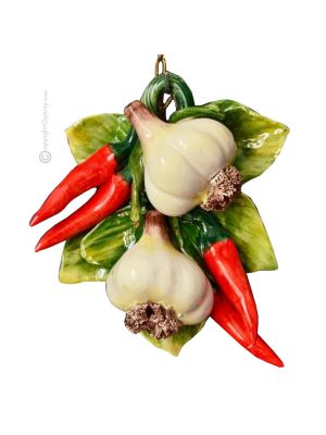 CHILI GARLIC Wall decorative object to hang artistic ceramic