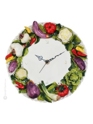 OROLOGIO Wall Clock in Baroque style ceramic handcraft handmade hand painted authentic Made in Italy