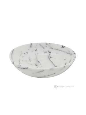 Bowl, Ibiza white marble, modern design centerpiece, handmade in Italy, authentic stone.