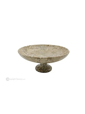 FRUIT BOWL in Pietra Fossile marble, handmade decorative centerpiece made of authentic natural stone.