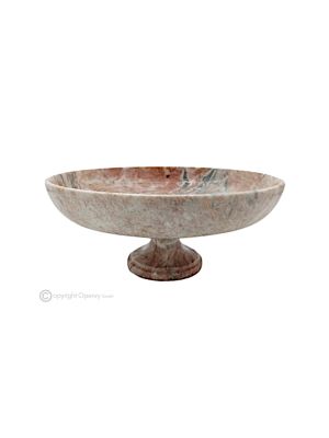 FRUIT BOWL in Pink marble, handmade centerpiece modern design, authentic natural stone.