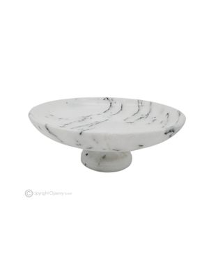 FRUIT BOWL in Bianco Ibiza marble, decorative handmade centerpiece, authentic natural stone.