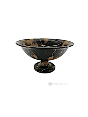 FRUIT BOWL in Black Michelangelo marble, decorative handmade centerpiece, original natural stone.
