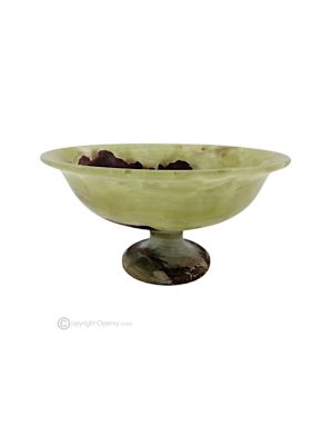 FRUIT BOWL in Green Onyx marble, decorative handmade centerpiece, authentic natural stone.