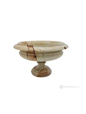FRUIT BOWL in Teak marble centerpiece handmade decorative authentic natural stone.