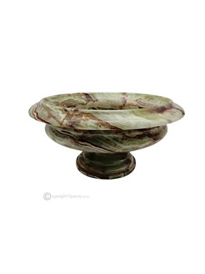 FRUIT BOWL in Green Onyx marble, handmade centerpiece, decorative, authentic natural stone.