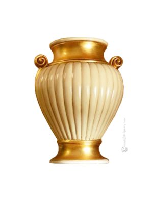 VASE RUBINO Baroque style artistic ceramic with 24k gold details Made in Italy