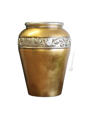 VASE IRIS artistic ceramic with 24k gold leaf Made in Italy