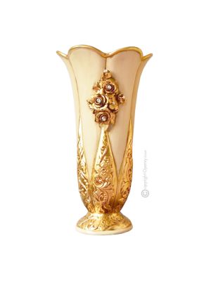 VASE FIORI Baroque style artistic ceramic with 24k gold details Made in Italy