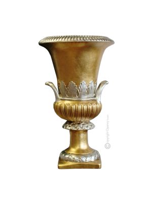 IMPERO vase artistic ceramic with 24k gold leaf Made in Italy