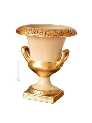 VASE IMPERO Baroque style artistic ceramic with 24k gold details Made in Italy