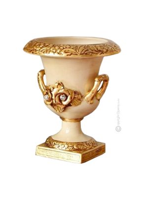 VASE IMPERO Baroque style artistic ceramic with 24k gold details Made in Italy