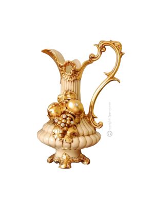 VASE CARAFFA Baroque style artistic ceramic with 24k gold details Made in Italy