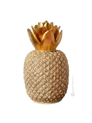 ANANAS handmade ceramic table ornament Baroque style artistic with 24k gold details Made in Italy