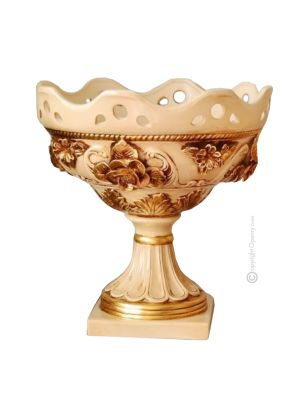 COPPA handmade ceramic table ornament Baroque style artistic with 24k gold details Made in Italy