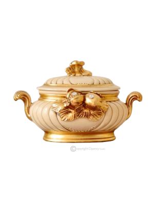 ZUPPIERA handmade ceramic table ornament Baroque style artistic with 24k gold details Made in Italy