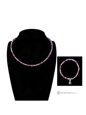 VIOLA - Amethyst and Hematite Necklace and Bracelet Set, Handmade Italian Craft.
