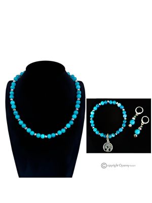 BLUE SKY – Handmade Blue Amazonite Necklace, Bracelet and Earrings Set.