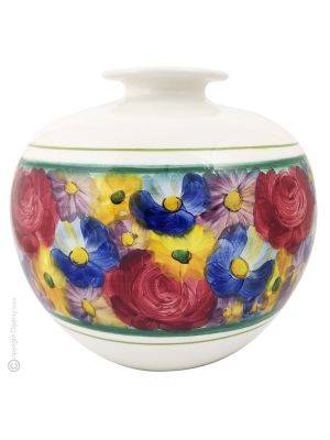 VASO PALLA MILLEFIORI Ceramic vase handcraft handmade hand painted authentic Made in Italy from the Friuli region