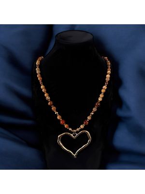 MY HEART- Necklace with jasper, hematite and tiger's eye, steel clasp, handmade.