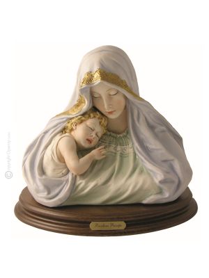 BUST OF OUR LADY WITH HOLY CHILD Statuette Statue Figure Porcelain Capodimonte Handmade Made in Italy Exclusive