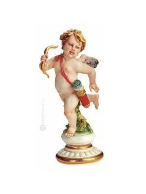 CHERUB WITH BOW Statuette statue figure porcelain Capodimonte handmade made in Italy exclusive