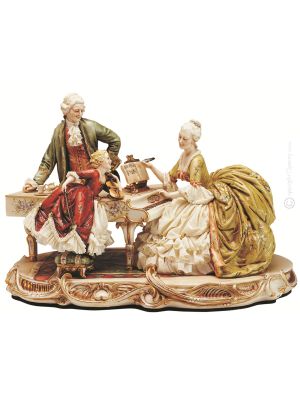 THE PIANO LESSON Statuette statue figure porcelain Capodimonte handmade made in Italy exclusive