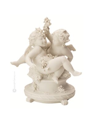 CHERUBS WITH GRAPES Statuette statue figure porcelain Capodimonte handmade made in Italy exclusive