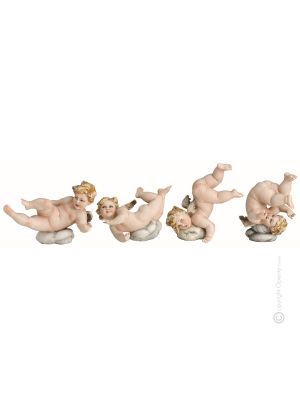 4 CHERUBS Statuette statue figure porcelain Capodimonte handmade made in Italy exclusive