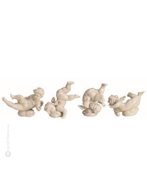 4 CHERUBS Statuette statue figure porcelain Capodimonte handmade made in Italy exclusive