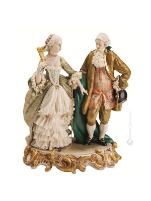 THE PROMENADE Statuette statue figure porcelain Capodimonte handmade made in Italy exclusive