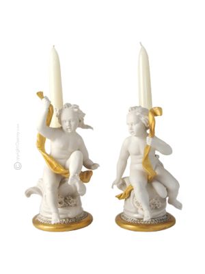 CHERUB - CANDELABRA candle holders candlestick porcelain Capodimonte handmade made in Italy exclusive