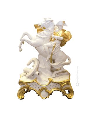 NAPOLEON CROSSING THE ALPS Statuette statue figure porcelain Capodimonte handmade Made in Italy exclusive