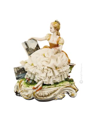 OPEN AIR PAINTING Statuette statue figure porcelain Capodimonte handmade made in Italy exclusive