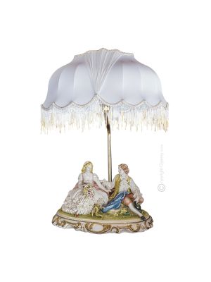 OPEN AIR DATE - LAMP Table Lamp Abat-jour Lampshade Porcelain Capodimonte Made in Italy