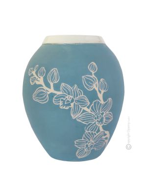 VASO ORCHIDEE Ceramic vase handcraft hand decorated authentic Made in Italy 