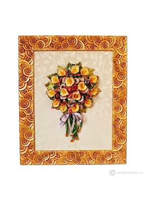 TABLEAU Wall picture ceramic decorative hanging baroque style artistic ceramic with 24k gold details Made in Italy