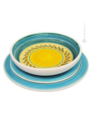 TAORMINA Collection Set 18 Dishes Plates Service for 6 Persons Tableware Dinnerware Ceramic Handcraft  Handpainted Made in Italy 
