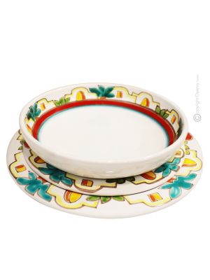 PANTELLERIA Collection Set Dishes Plates Service Tableware Dinnerware Ceramic Handcraft  Handpainted Made in Italy 