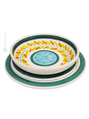 ERICE Collection Set 18 Dishes Plates Service for 6 Persons Tableware Dinnerware Ceramic Handcraft  Handpainted Made in Italy 