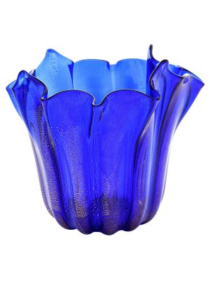 FAZZOLETTO COSTE ORO Murano Glass Vase Bowl Gold Leaf Venice Made in Italy