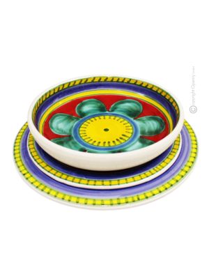FILICUDI Collection Set 18 Dishes Plates Service for 6 Persons Tableware Dinnerware Ceramic Handcraft  Handpainted Made in Italy 