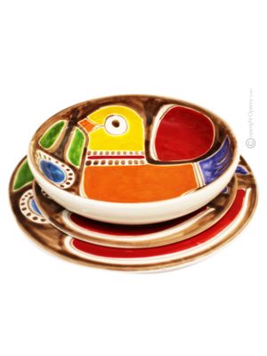 SIRACUSA Collection Set 18 Dishes Plates Service for 6 Persons Tableware Dinnerware Ceramic Handcraft  Handpainted Made in Italy 