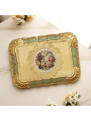 Wooden tray embellished with 24K gold leaf details, an ancient Florentine artistic tradition.
