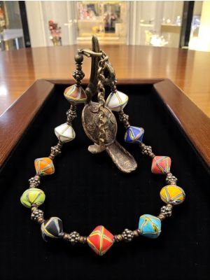 Necklace with double cone beads in authentic Murano glass, handmade