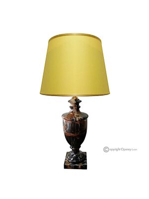 LAMP in fine black Michelangelo marble, lampshade in authentic natural stone, luxury decoration.