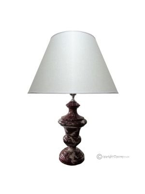 LAMP in red Levanto marble, lampshade in authentic natural stone, luxury decoration.